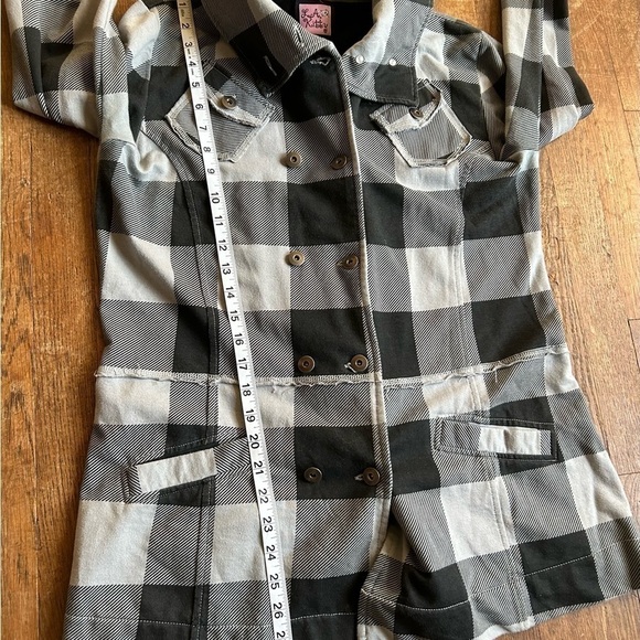 LA Kitty Women's Size Medium Black Grey Jacket Plaid Button Pockets Long Sleeves - Picture 5 of 8